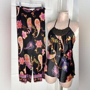 Trina Turk Silk Halter Top and Pant Set Sz 2
